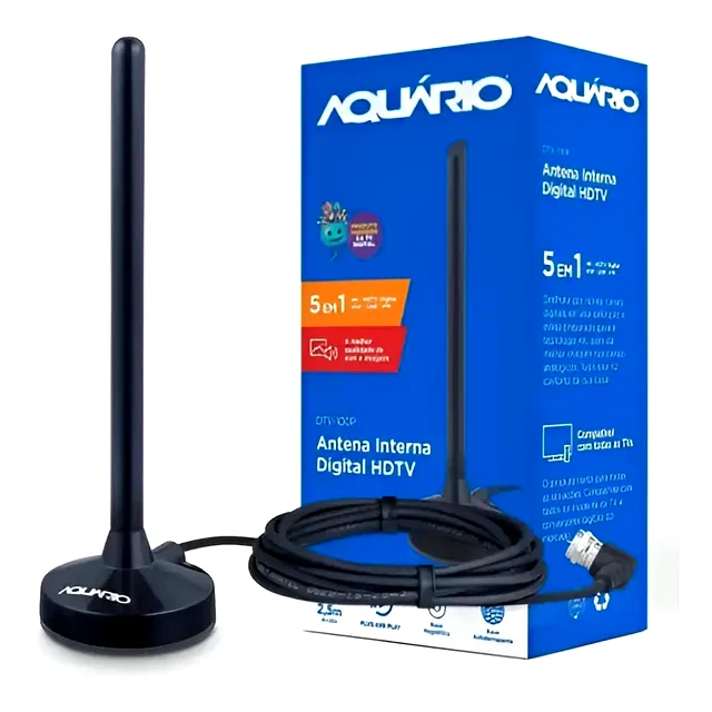 teste Antena Interna Aquário HDTV 4K Cabo 2,5m DTV-100P