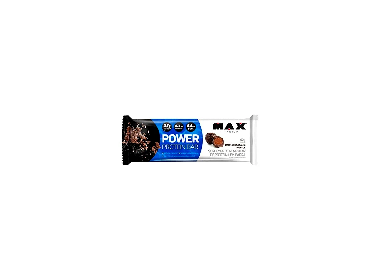Max Titanium Power Protein Bar Zero Adição de Açúcar - Sabor Dark Chocolate Truffle (90g)