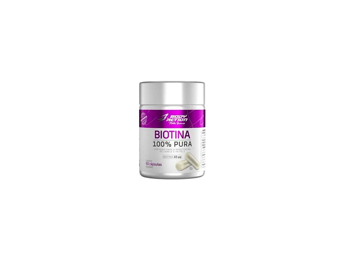 Biotina 100% Pura 60 Cápsulas Bodyaction