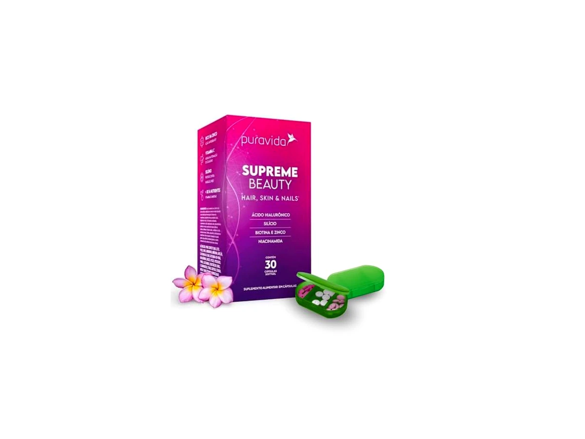 Puravida Hair & Nails Complexo Nutricional com Biotina 60 Cápsulas Softgel