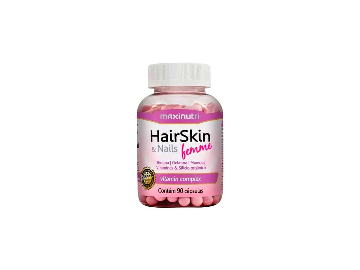 Maxinutri Hair Skin & Nails Femme - Suplemento Vitamínico com Biotina 90 Cápsulas