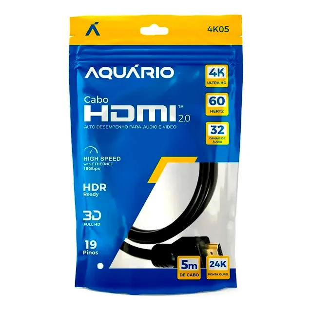 teste Cabo HDMI Aquário 2.0 4K 5m