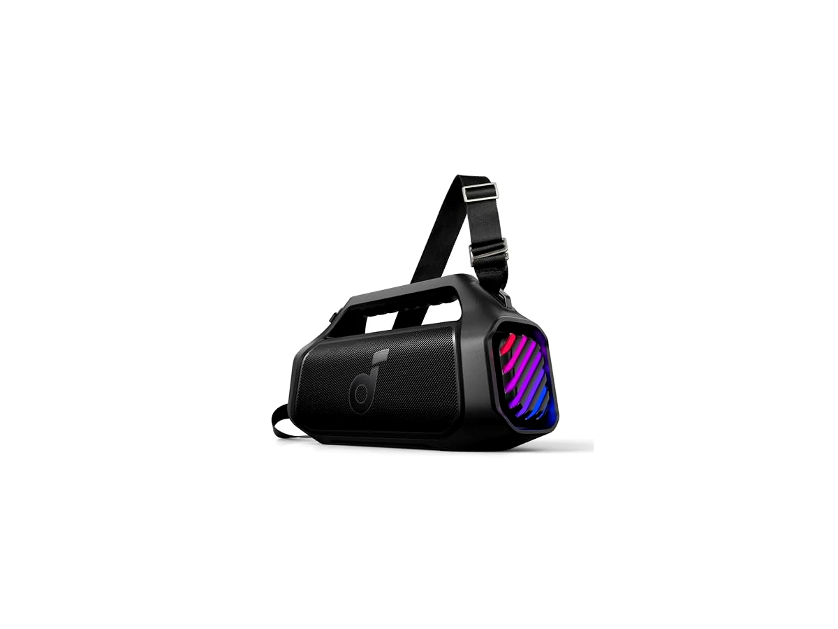 Soundcore Boom 2 Plus da Anker Caixa de Som Portáteis Bluetooth Alto-falante Externo, 140W, 2+2 Canais, BassUp™ 2.0, 20H de Reprodução, Carregamento Rápido, IPX7, Luzes RGB, Power Bank, Preto