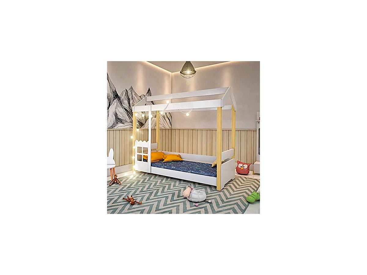 Cama Infantil Montessoriana com Grade Branca Laura