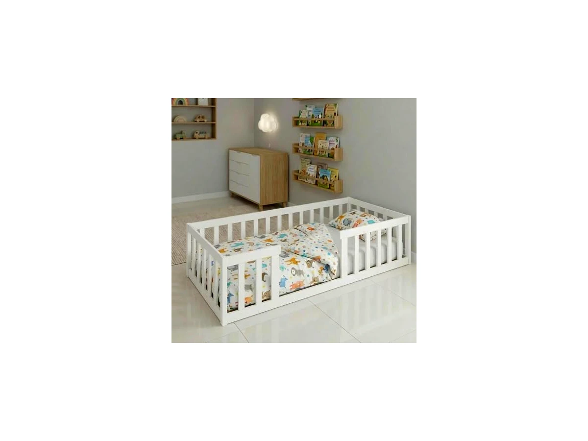 Cama Montessoriana Solteiro em Madeira Maciça Branco