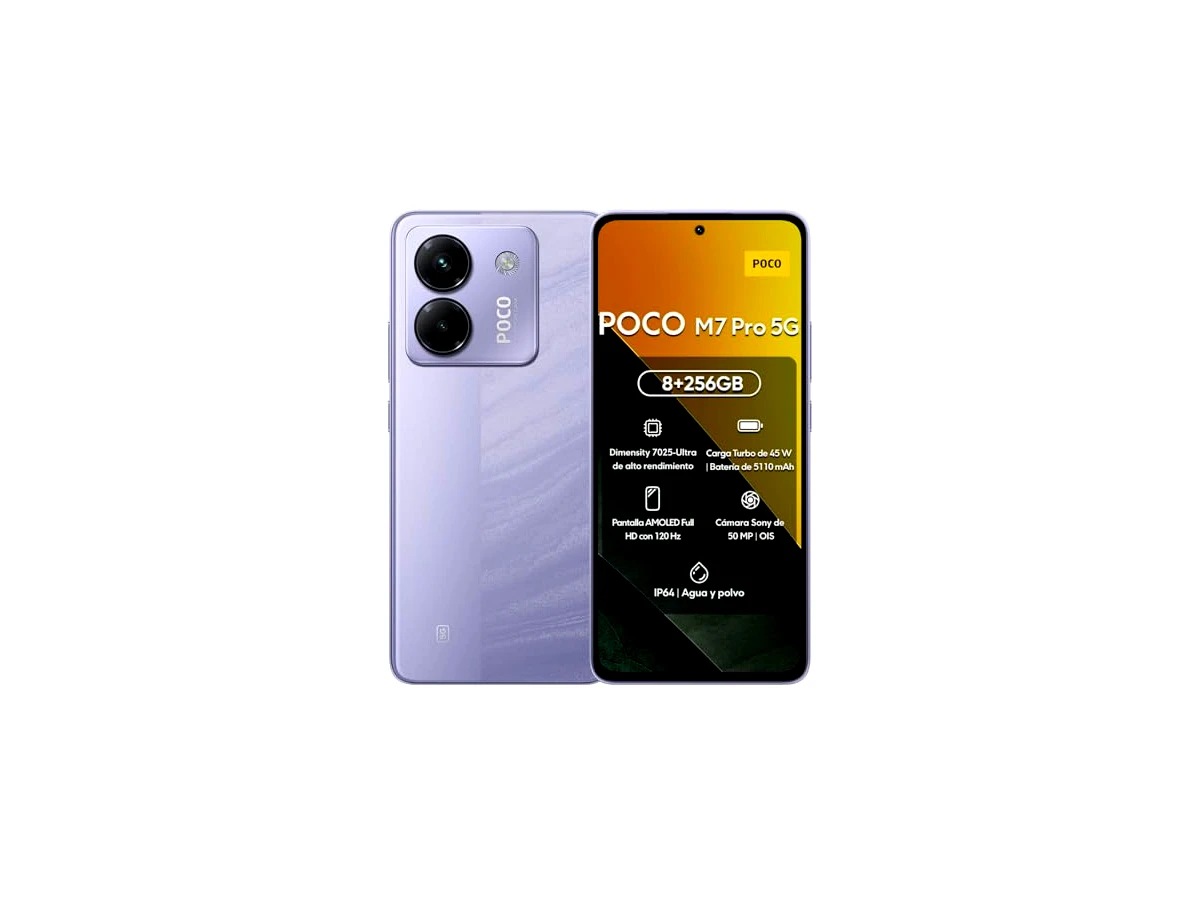 Xiaomi Smartphone POCO M7 Pro 5G 256GB 8GB RAM | Processador Ultra Potente Dimensity 7025 | Tela AMOLED FHD+ 120Hz com Proteção Ocular | Bateria 5110mAh com 45W Turbo Charge (LILÁS, 8+256GB)