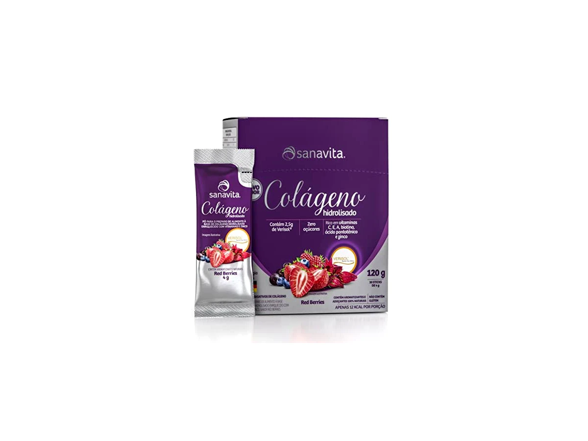 Colágeno Ácido Hialurônico + Verisol Lata Sabor Frutas Vermelhas 270g - Sanavita