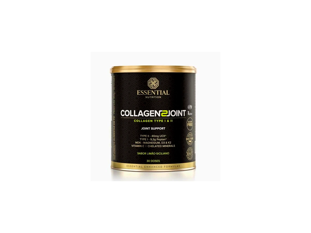 Collagen Joint Peptídeos de Colágeno Sabor Limão Siciliano Essential Nutrition 30 Sachês (435g)