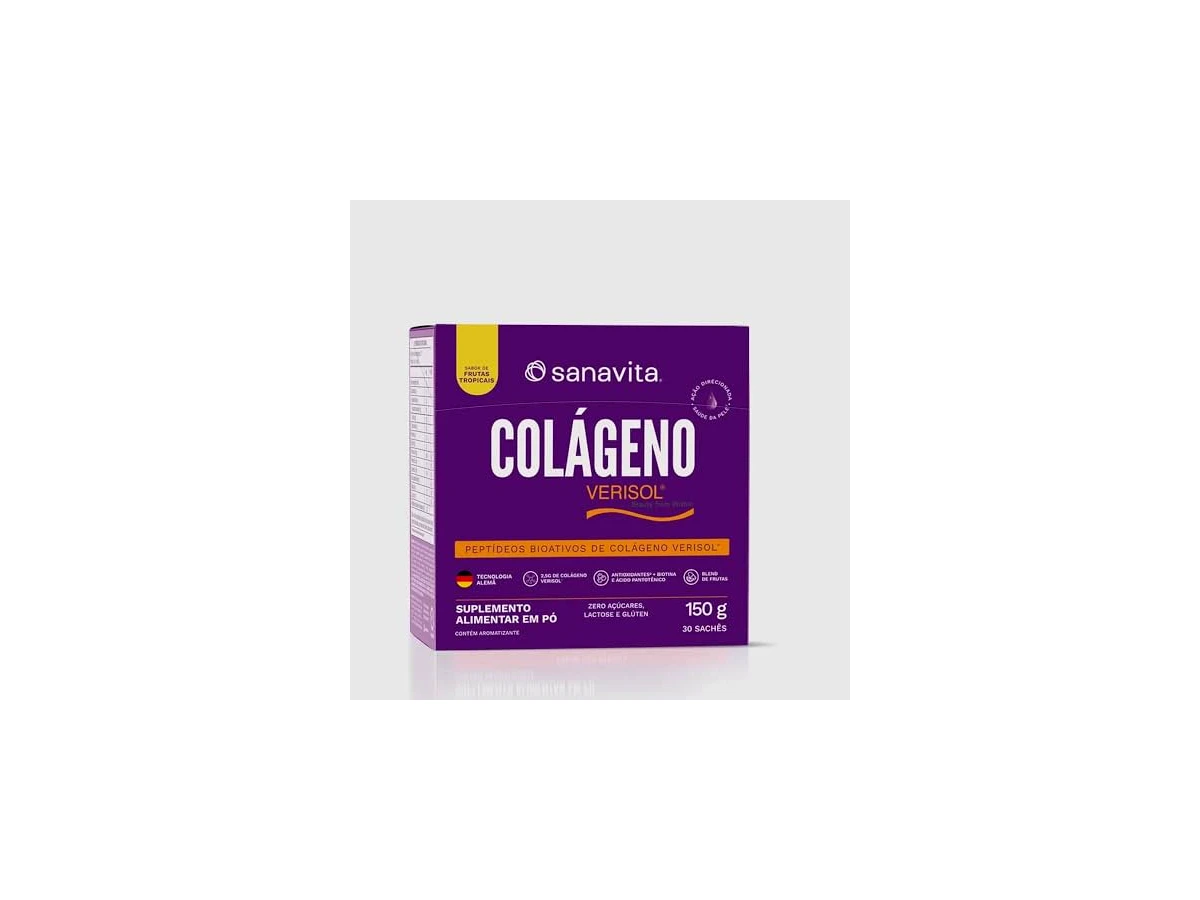 Sanavita Colágeno Hidrolisado Verisol Lata Sabor Frutas Tropicais (150g)