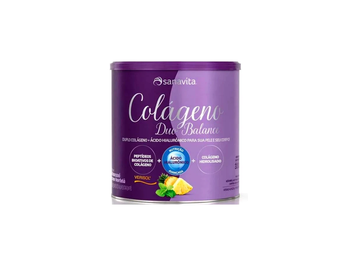 Colágeno Verisol + Ácido Hialurônico e Vitamina C Sabor Abacaxi com Hortelã 300g - Sanavita