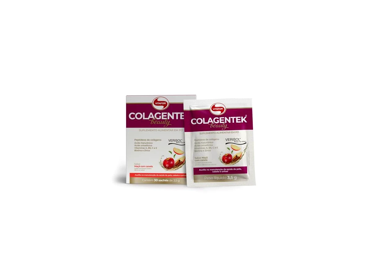Colagentek Beauty com Verisol, Ácido Hialurônico e Vitaminas sabor Maçã com Canela 300g - Vitafor