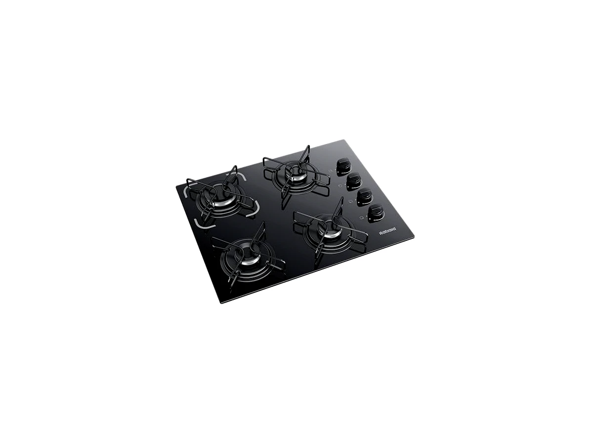 Cooktop a Gás 4 Bocas Itatiaia Essencial Bivolt Vidro Temperado Preto