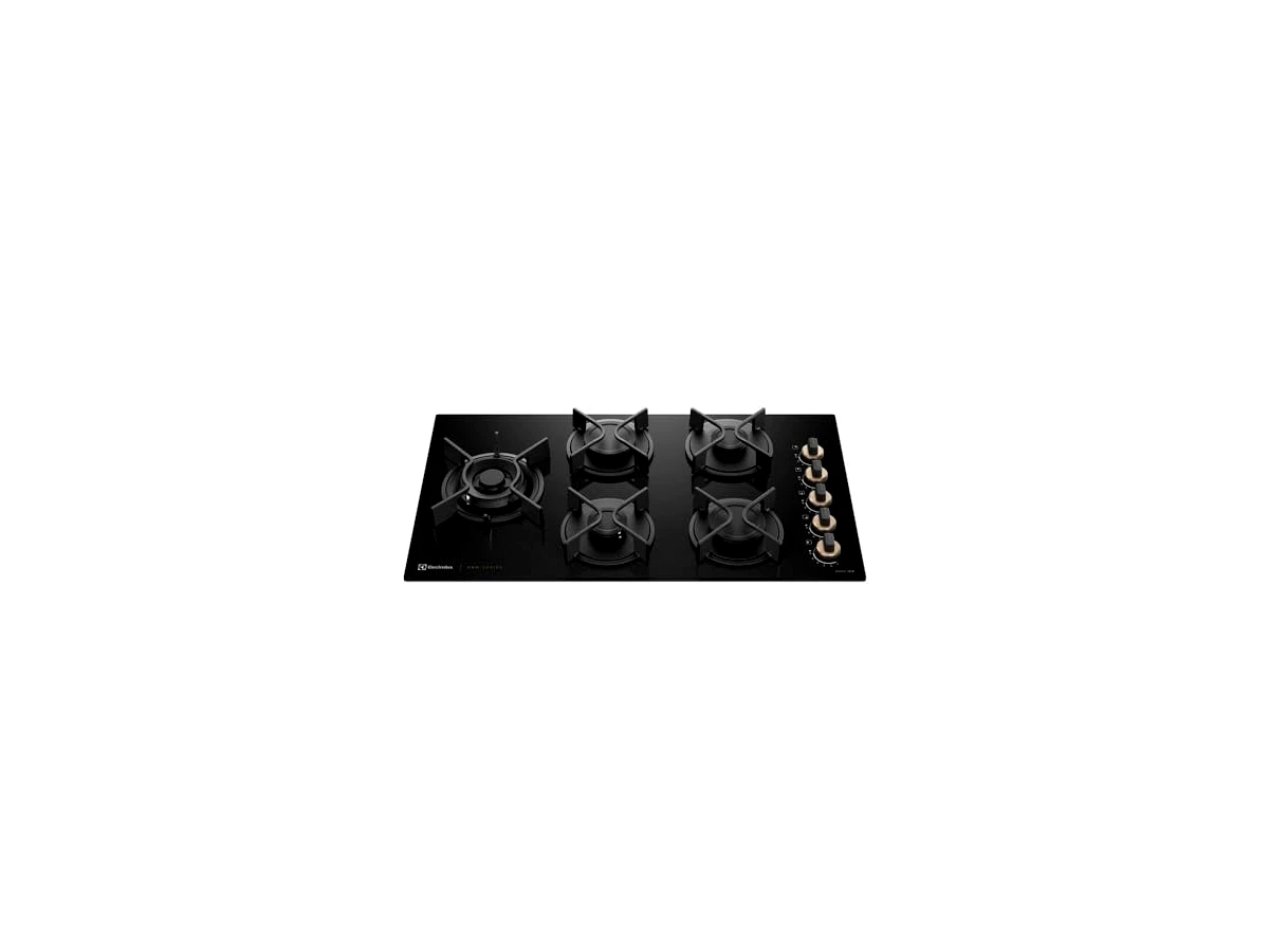 Cooktop a Gás 5 Bocas Electrolux Pro Series com Mesa de Vidro Preto e Chama Precisa (KE5PS)