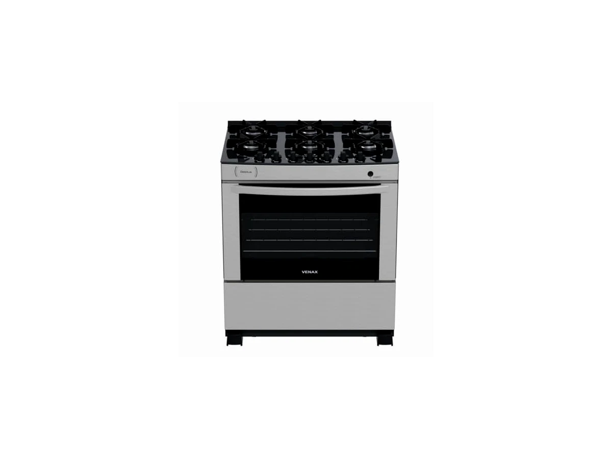 Fogao 6 Bocas Venax Delplus Vitreo Bl Inox Gas Glp