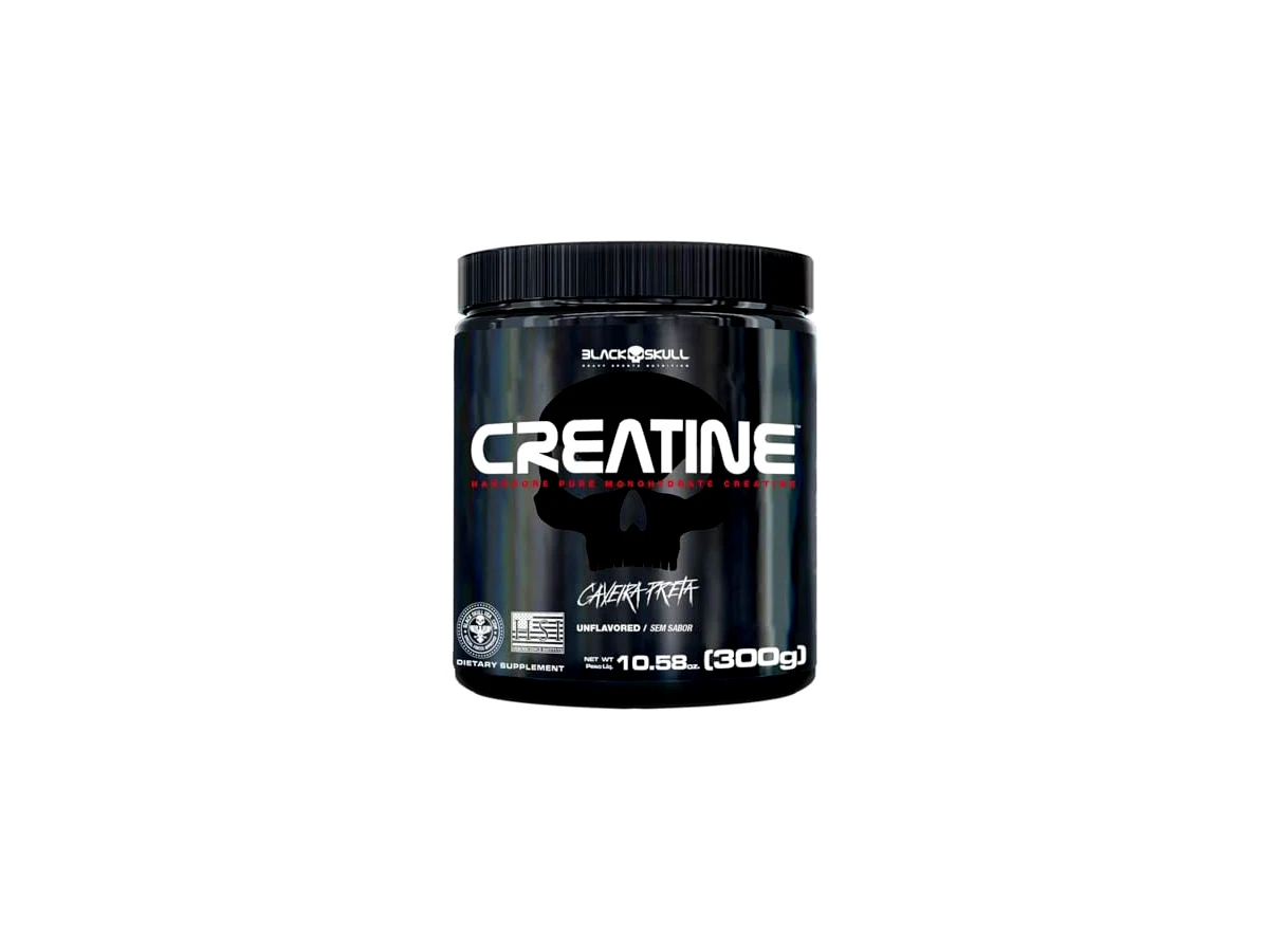 Creatina 100% Pura Caveira Preta Series Black Skull Pote 300g