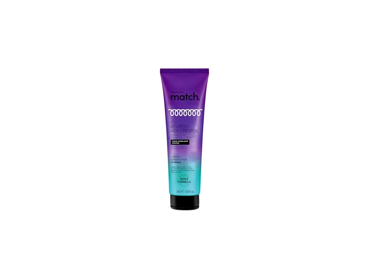 Creme Modelador O Boticário Match Respeito aos Cachos para Cabelos Crespos 290ml
