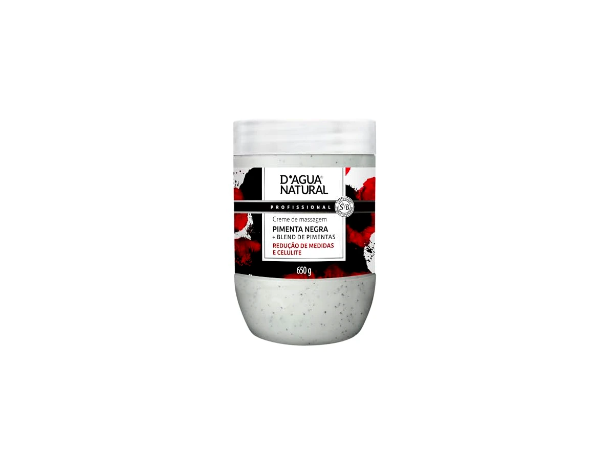 Creme de Massagem Termogênico Pimenta Preta D'Água Natural Anticelulite