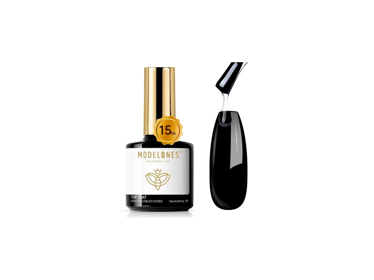 modelones Gel Top Coat, esmalte em gel de 15ml sem necessidade de limpeza, acabamento brilhante e transparente de longa duração para unhas de acrílico