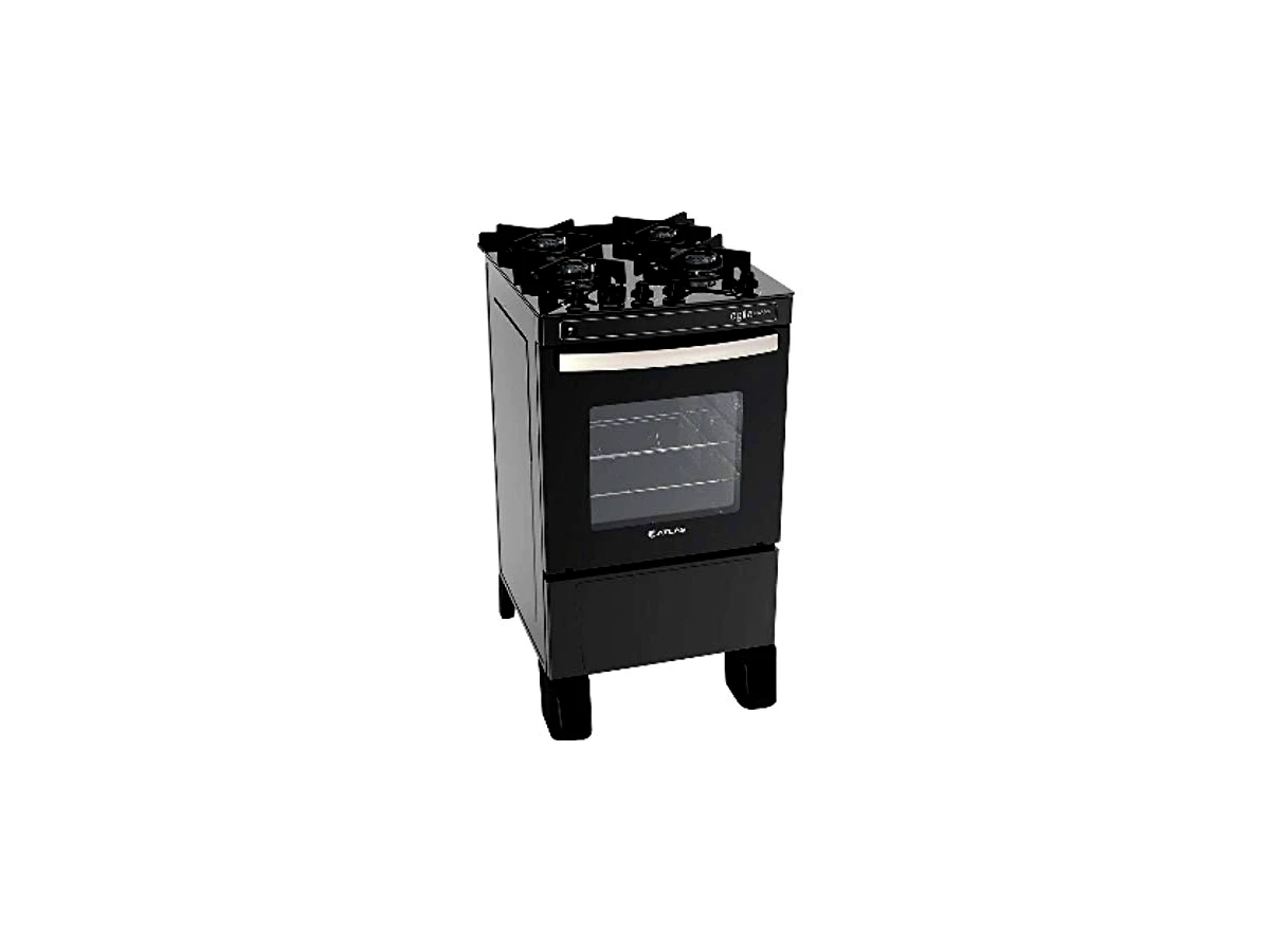 Fogão 4 Bocas Atlas Agile Glass Acendimento Automático, Mesa em Vidro e Forno Autolimpante