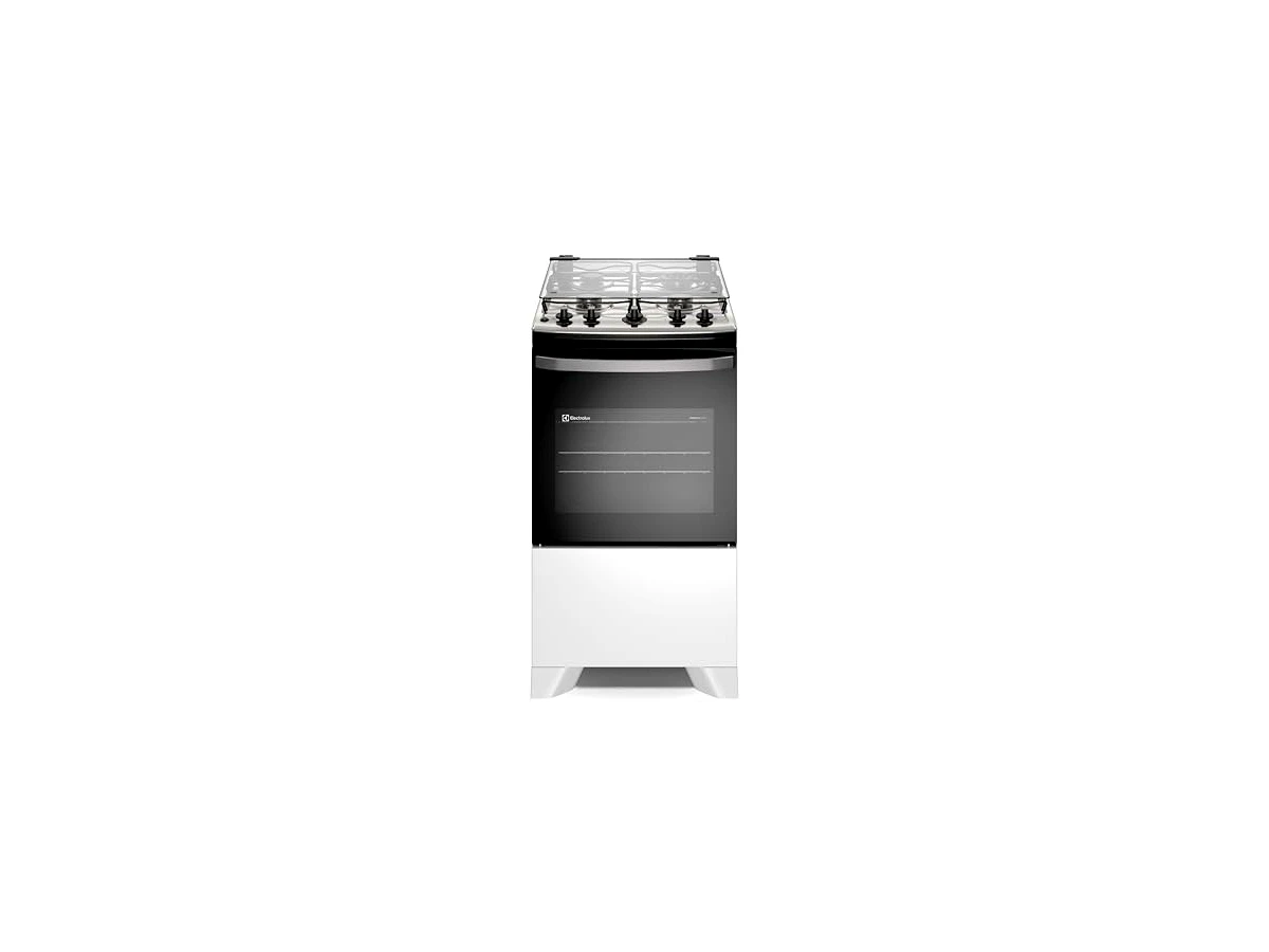 Fogão de Piso 4 Bocas Electrolux Efficient Branco com Mesa Inox, PerfectCook e VaporBake (FE4IW)