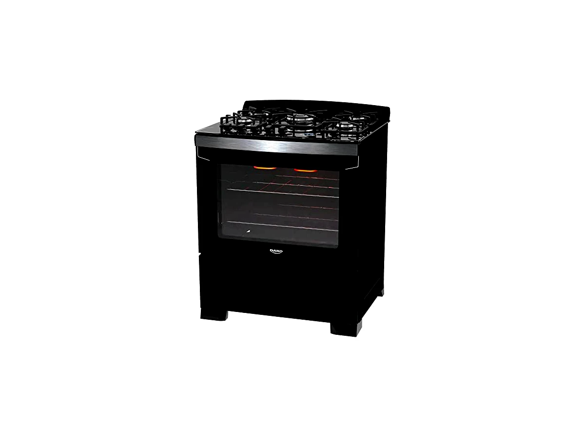 Fogão de Piso 5 Bocas Dako Diplomata Grill Preto com Frente em Vidro e Timer Digital (Modelo 300001003)