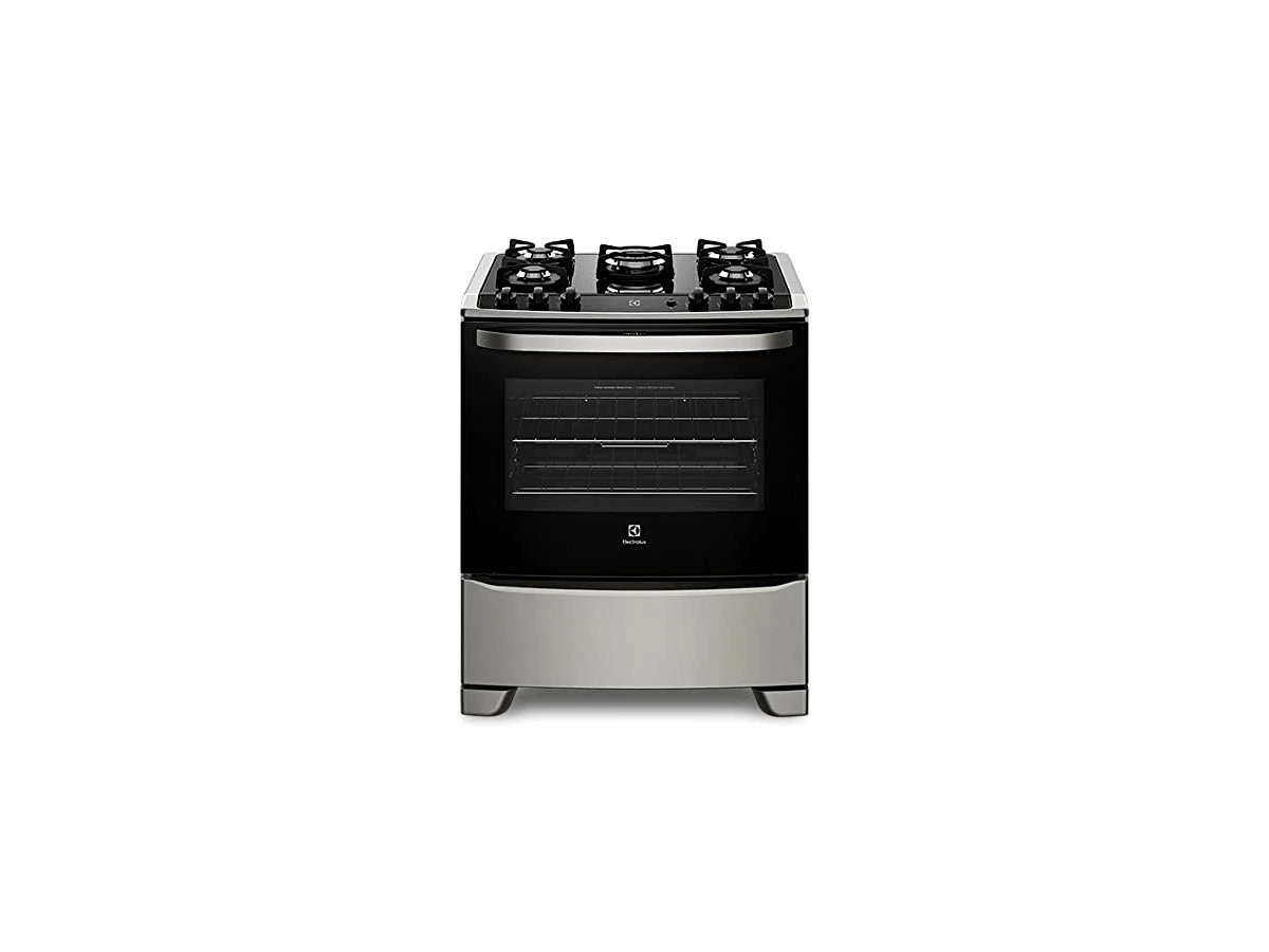 Fogão 5 Bocas Electrolux 76USV com Mesa de Vidro, Tripla Chama e Timer Digital - Inox
