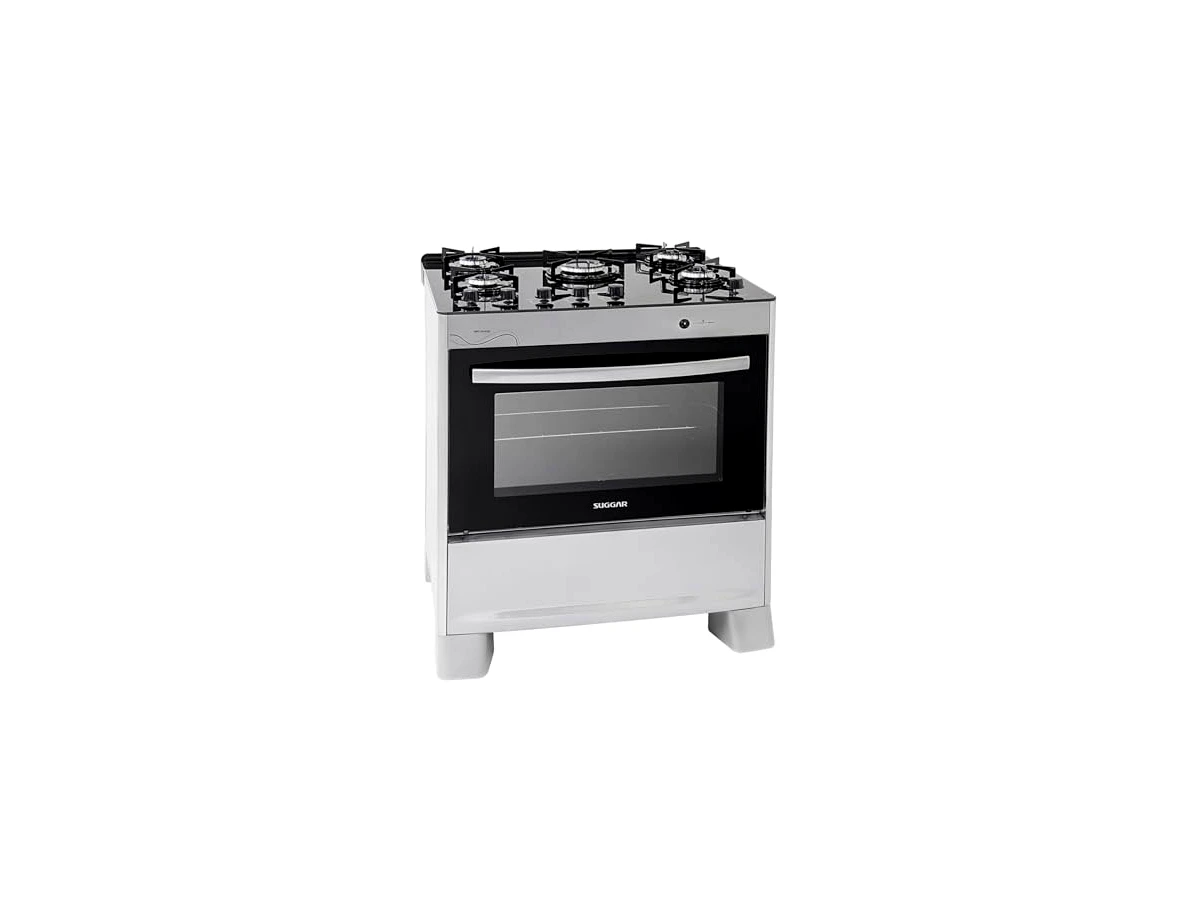 SUGGAR FOGÃO NEO GLASS PRATA MESA DE VIDRO 5 BOCAS TREMPE 6 APOIOS ACENDIMENTO AUTOMÁTICO FGVNG510PRIX