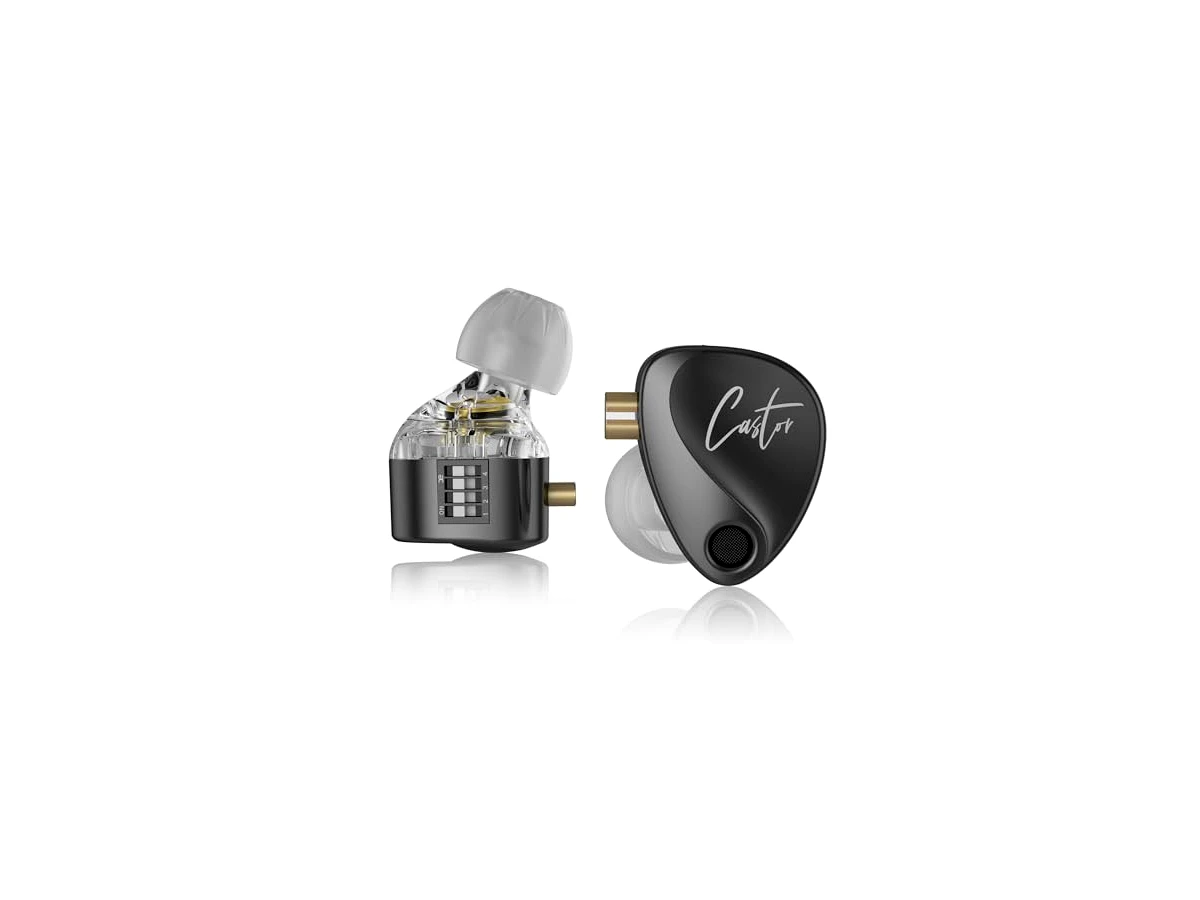 KZ Castor in Ear Monitor, Harman Bass Edition IEM com drivers dinâmicos duplos, fones de ouvido com fio de som sintonizável, fones de ouvido para jogos com interruptor de ajuste de 4 níveis