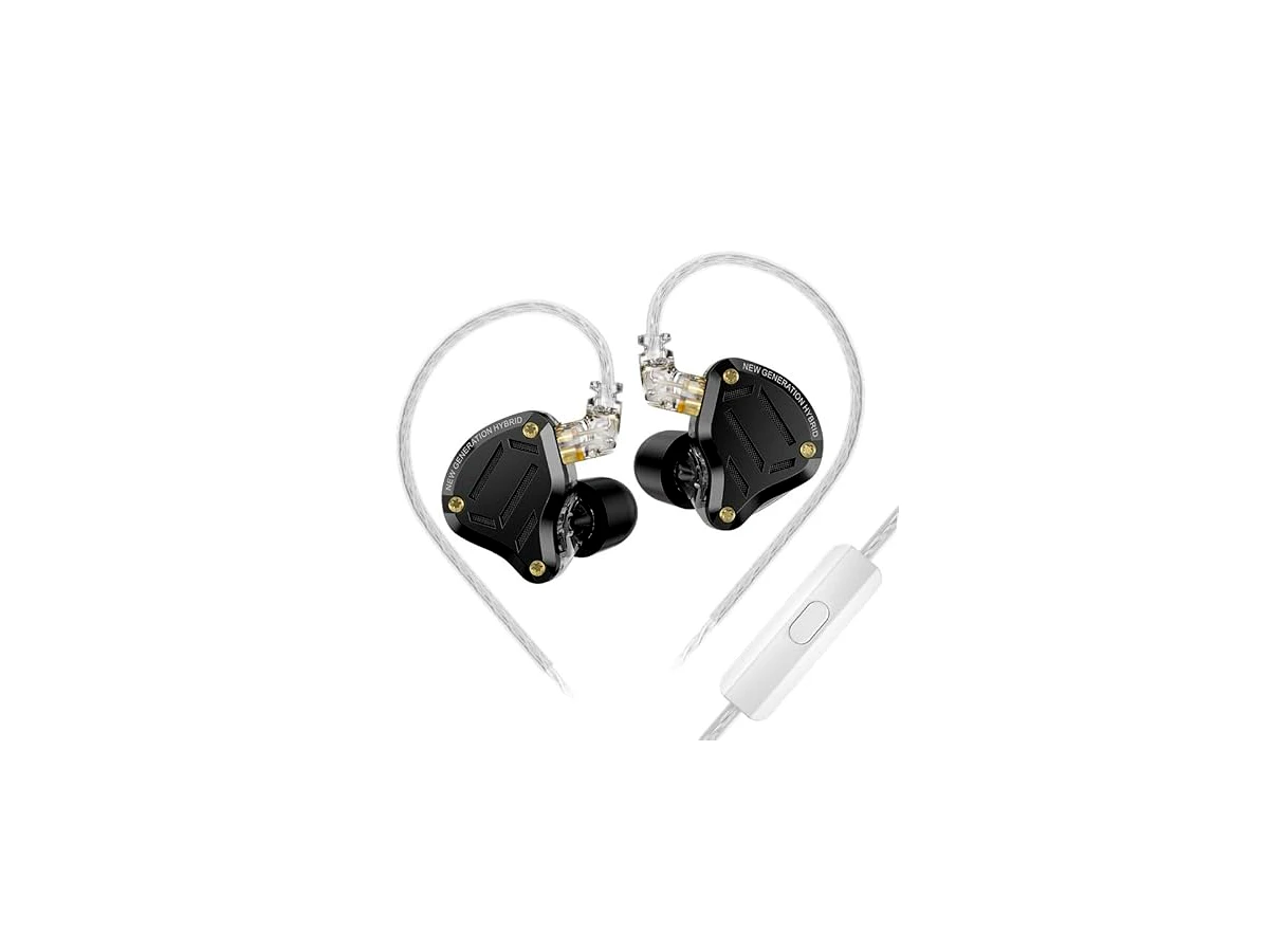 KZ ZS10 PRO 2 IEMS in Ear Monitor, 1DD+4BA Dynamic Driver HiFi IEM Gaming Earbuds com interruptor de ajuste Custorm de 4 níveis para músicos/cantores/jogadores (preto, com microfone)