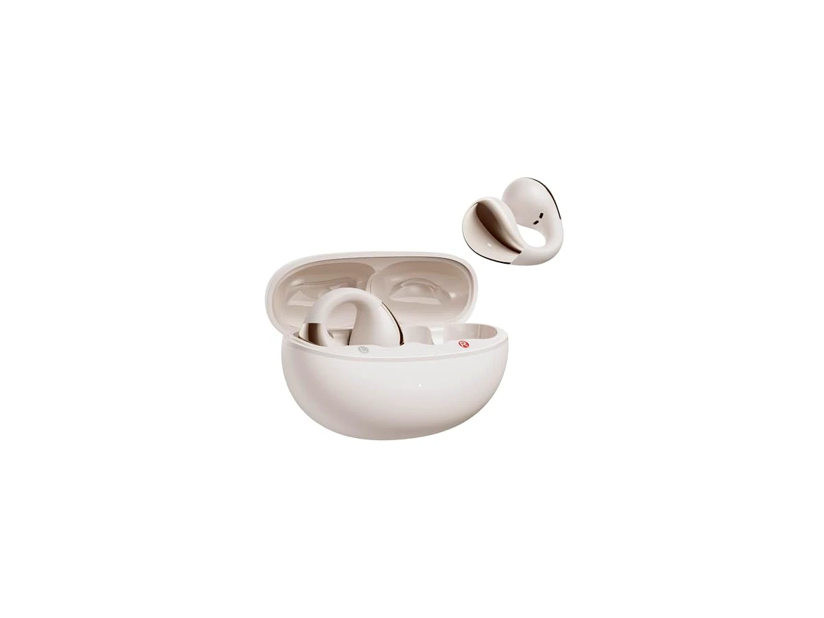 Fones de Ouvido Abertos QCY Crossky C30, Fones Bluetooth 5.4 com Clipe, Conforto Leve, Ajuste Estável, 25 Horas de Reprodução (Branco)