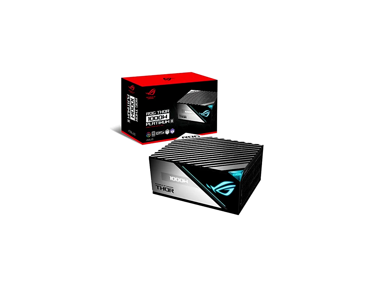 ASUS Fonte de alimentação ROG Thor 1000W Platinum II totalmente modular com 1000W, 80+ platina, dissipadores de calor ROG, ventilador de 135 mm, modo 0dB, tela OLED, Aura Sync