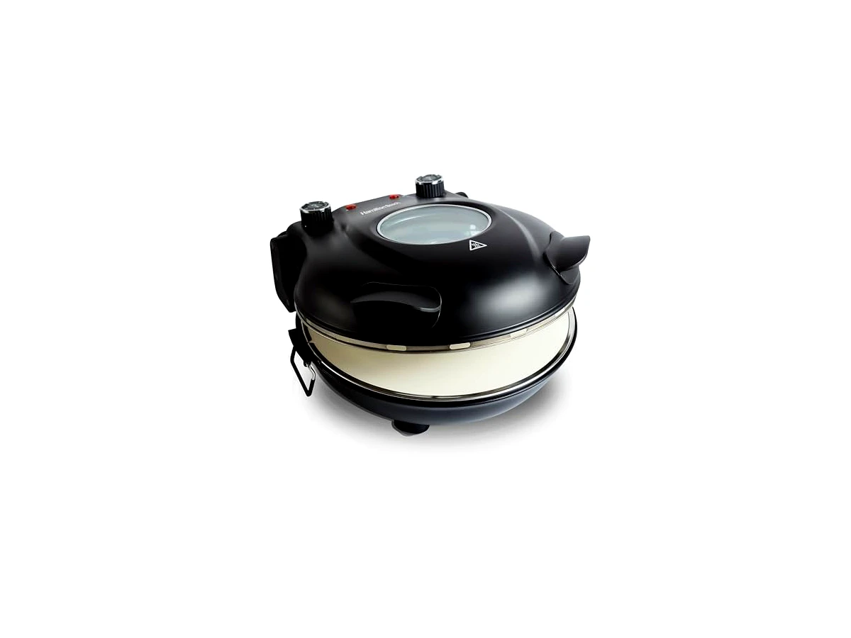 Forno de Pizza Elétrico Preto Hamilton Beach com Visor e Pedra Refratária 220V