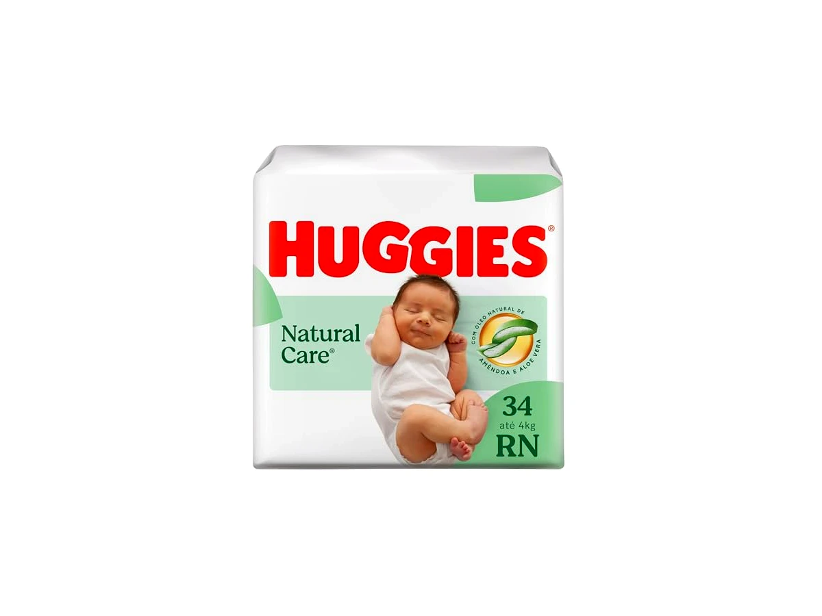 Fralda Huggies Natural Care Primeiros 100 Dias Tamanho RN (Pacote com 34 unidades)
