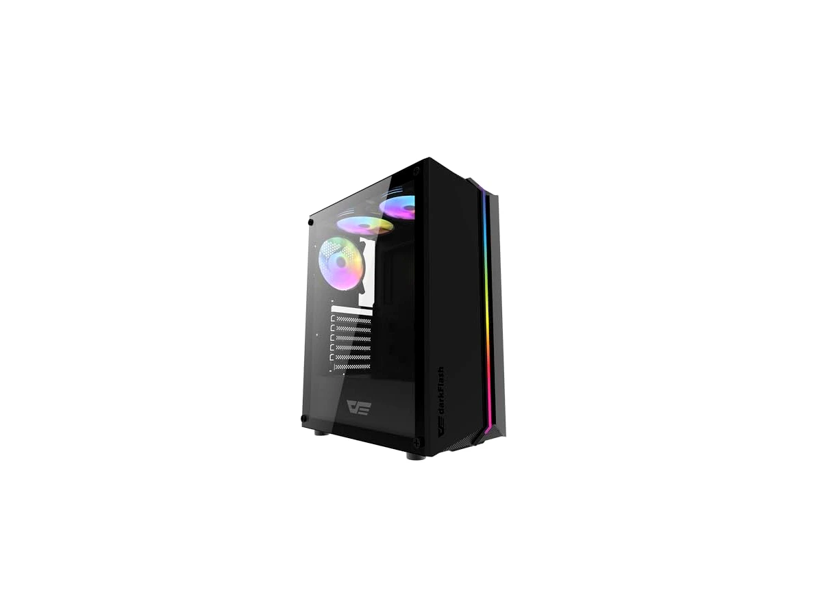 GABINETE GAMER AIGO DARKFLASH DK151, RGB, MID-TOWER, LATERAL DE VIDRO, COM 3 FANS, PRETO, DK151-BK