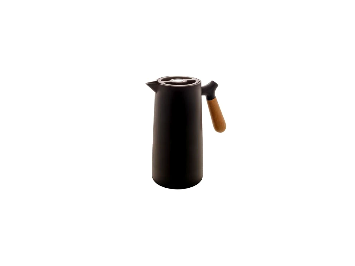 Garrafa Térmica Wolff Nórdica de Plástico com Cabo de Madeira 1L (Preta - Ref: 28833)