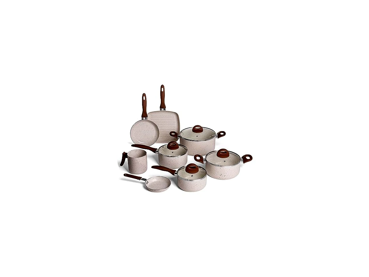 Jogo de Panelas Brinox Ceramic Life Smart Plus com Revestimento Cerâmico Pro Ceramic Premium Vanilla 8 Peças