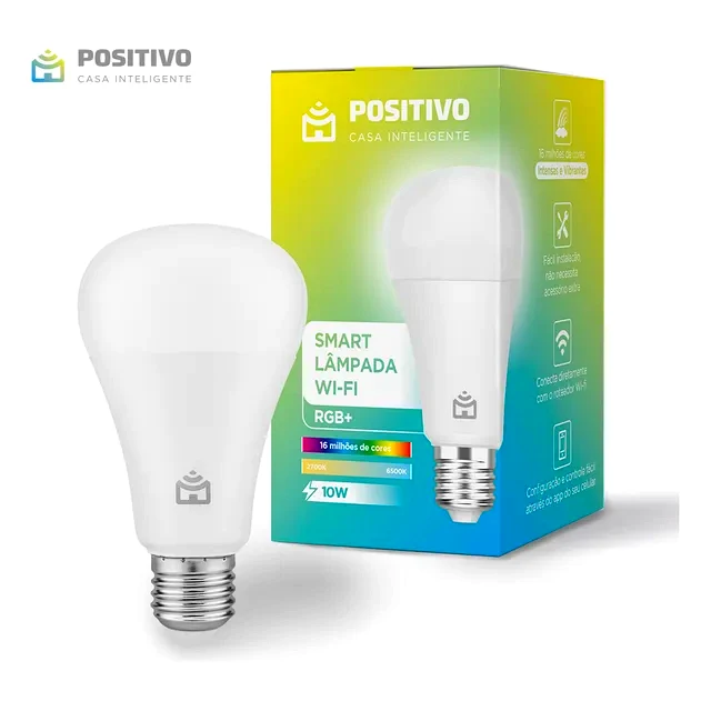 teste Lâmpada Inteligente Positivo LED Wi-Fi 10W RGB+
