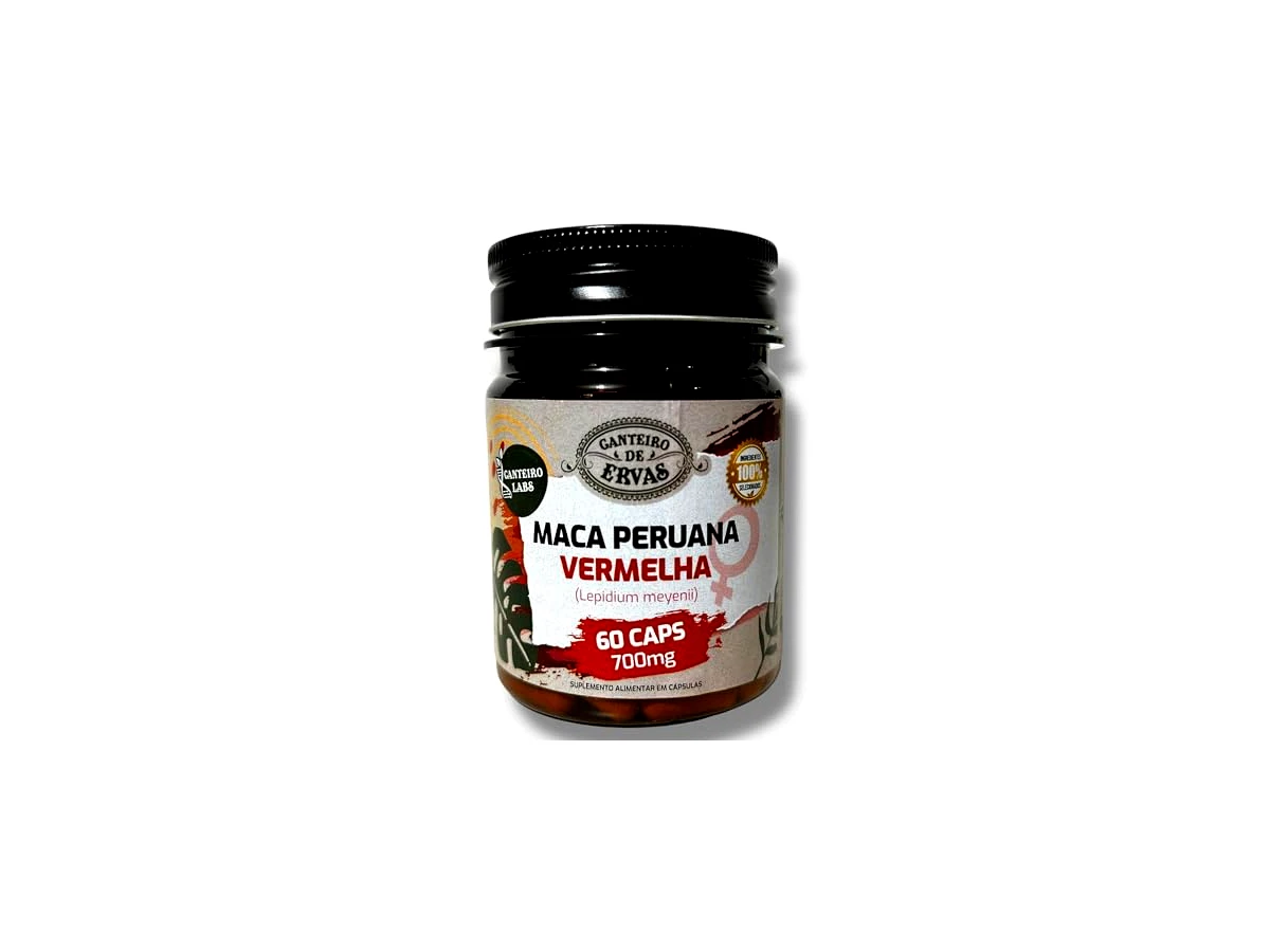 Suplemento Maca Peruana Vermelha 700mg 60 Cápsulas Energia Equilíbrio e Bem Estar Feminino