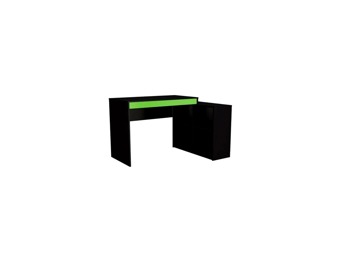 Mesa Escrivaninha Gamer com 4 Nichos B24 - Preto/Verde