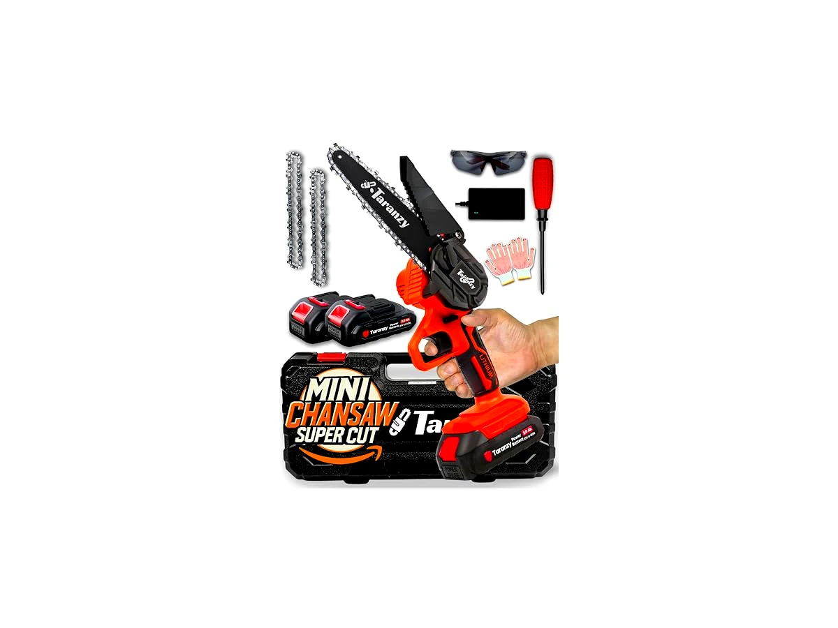 Mini Motosserra Taranzy de 6 Polegadas a Bateria 21V com 2 Baterias