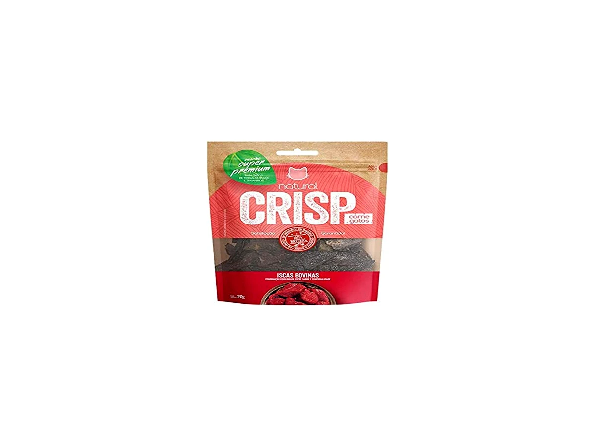 Snack Desidratado Natural Crisp Gato Iscas Bovinas 20g