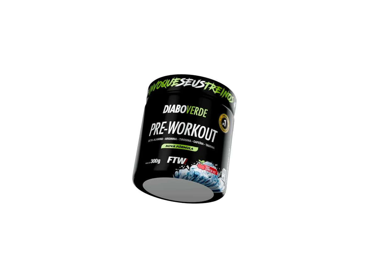 FTW Pré-Treino Diabo Verde em Pó com Cafeína, Aminoácidos Beta-Alanina e Arginina para Treinos e Atividades Físicas - FTW