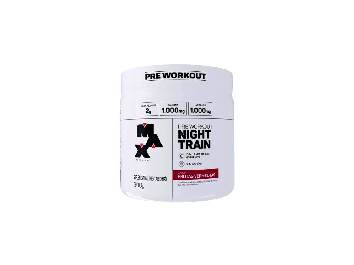 Pré-Treino Night Train Zero Cafeína Sabor Frutas Vermelhas 300g - Max Titanium