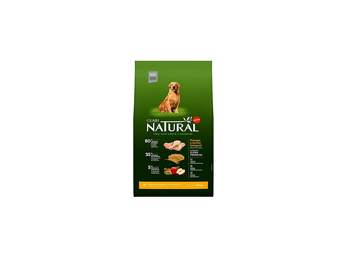 Guabi Natural - Ração Cães Adultos Grandes e Gigantes Frango e Arroz 20kg