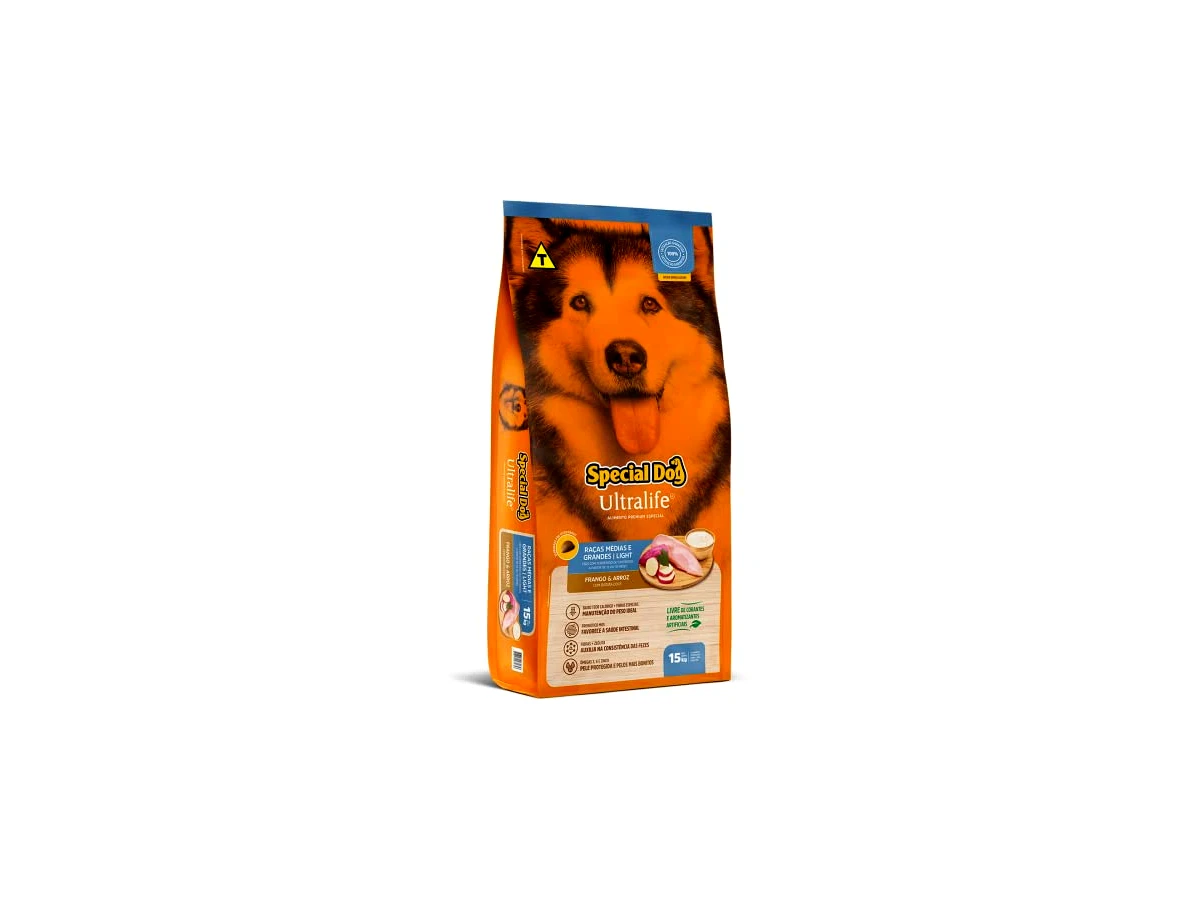 Ração Special Dog Ultralife Light Raças Médias e Grandes Sabor Frango e Arroz 15kg