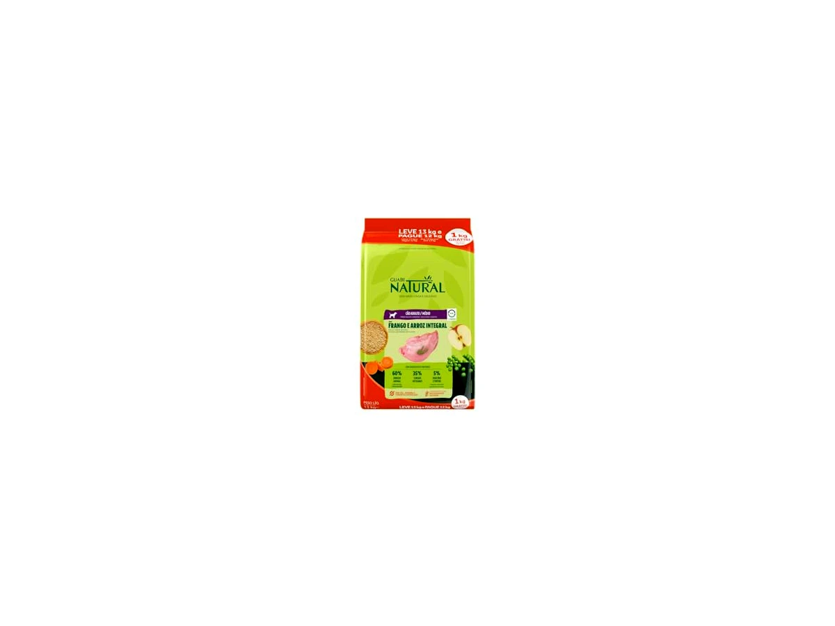 Ração Guabi Natural Super Premium para Cães Adultos de Porte Médio Sabor Frango e Arroz Integral - 15kg
