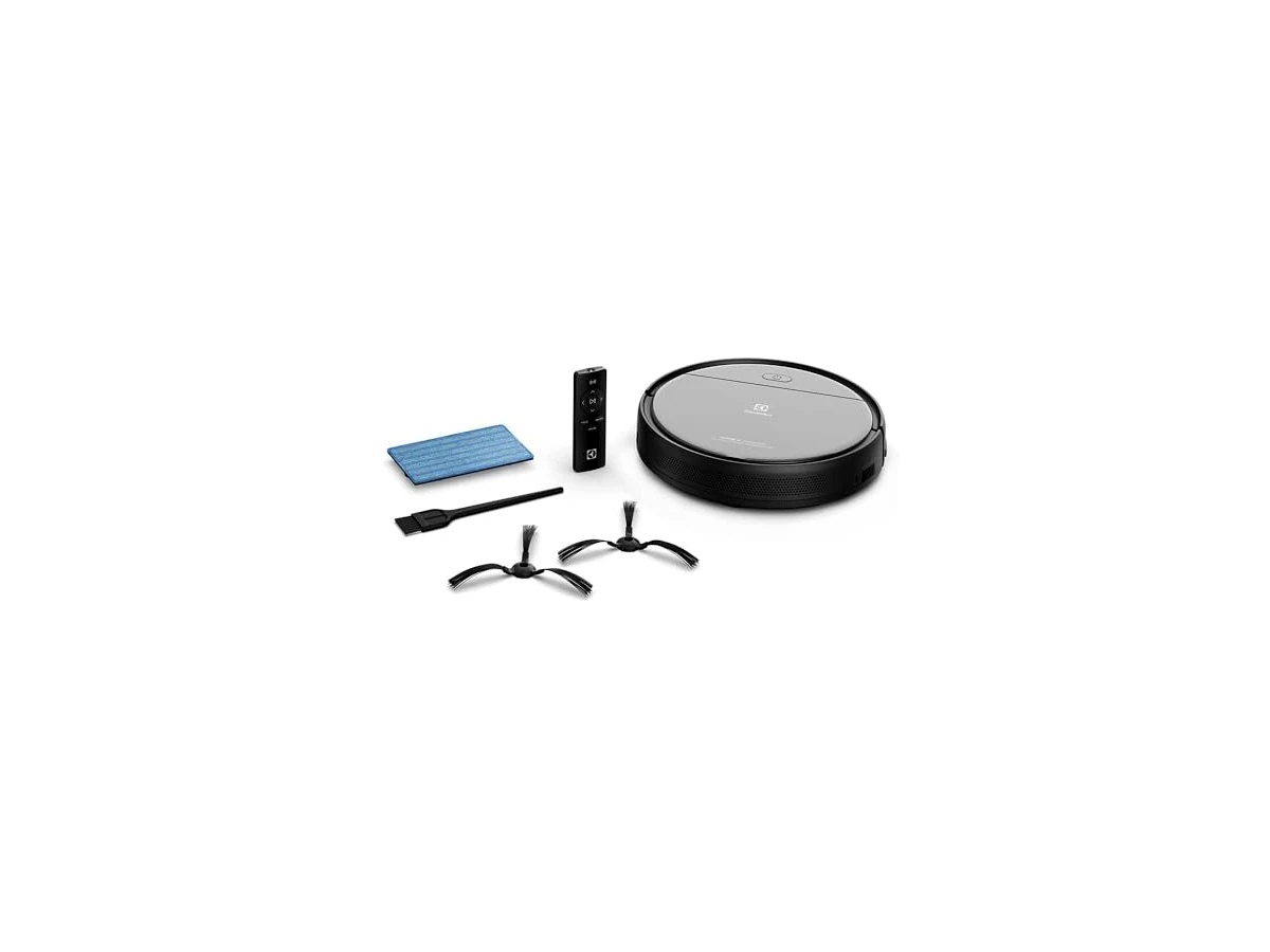 Electrolux Aspirador de po robo 2h20min controle remoto bateria longa duração automatico varre aspira passa pano ERB20 bivolt preto sensor antiqueda