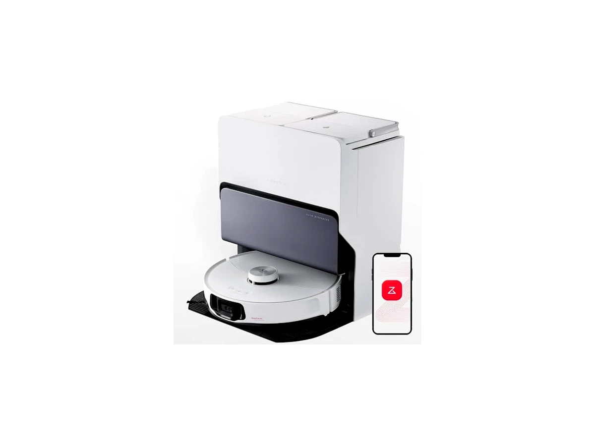 Robô aspirador/passa pano sônico Roborock S8 MaxV Ultra, sucção 10000Pa, limpeza dos cantos, autosecagem ar quente, esvazia/reabastece automat., dispensador de detergente, desvio de obstáculos, branco