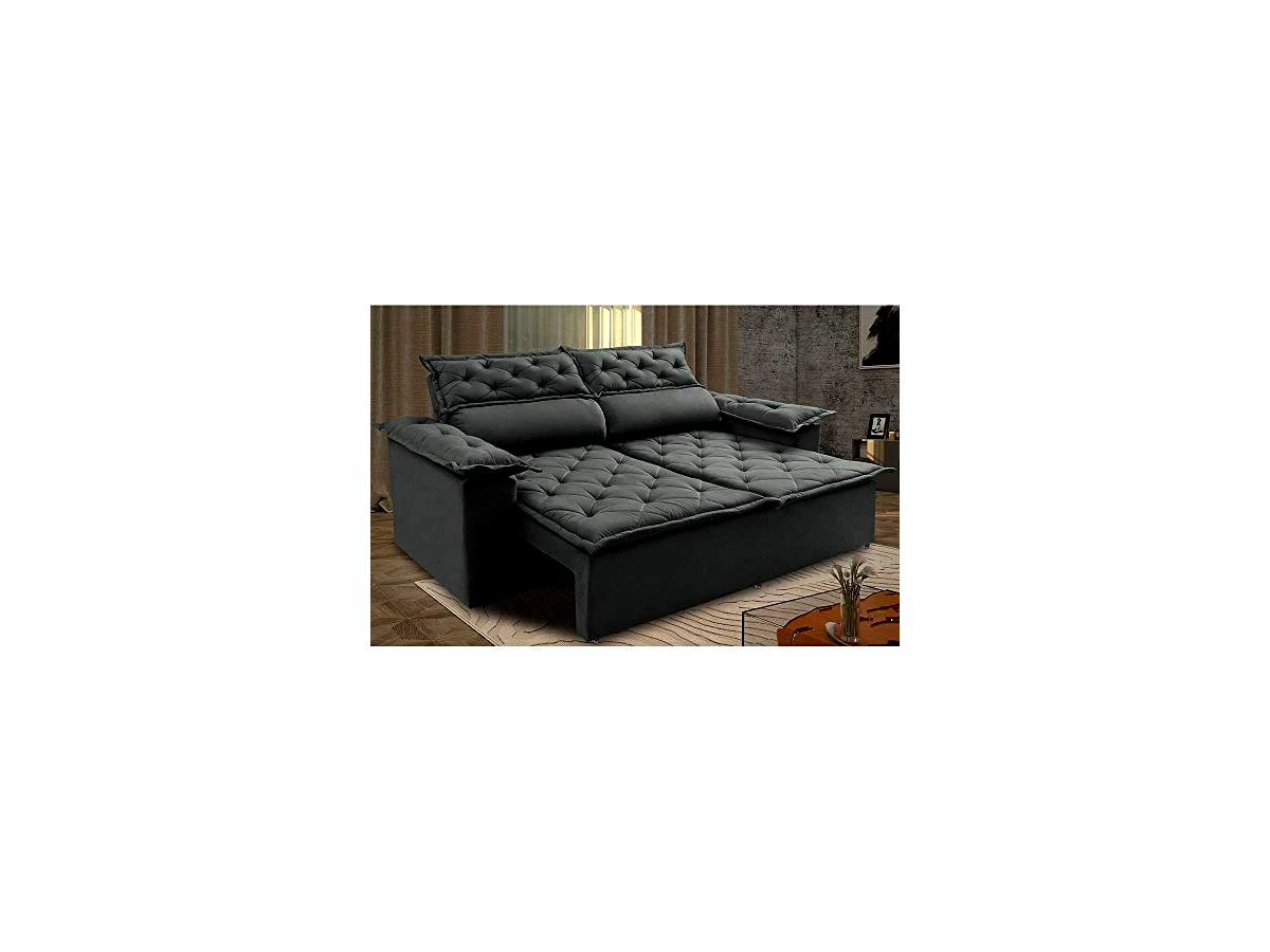 Sofá Retrátil e Reclinável Cama Inbox Compact 1,50m Tecido Suede Velusoft Cinza