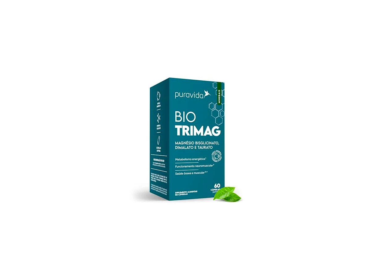 Magnesium 3 Bisglicinato Vitamina B6 + Taurina 60 Cápsulas - Puravida